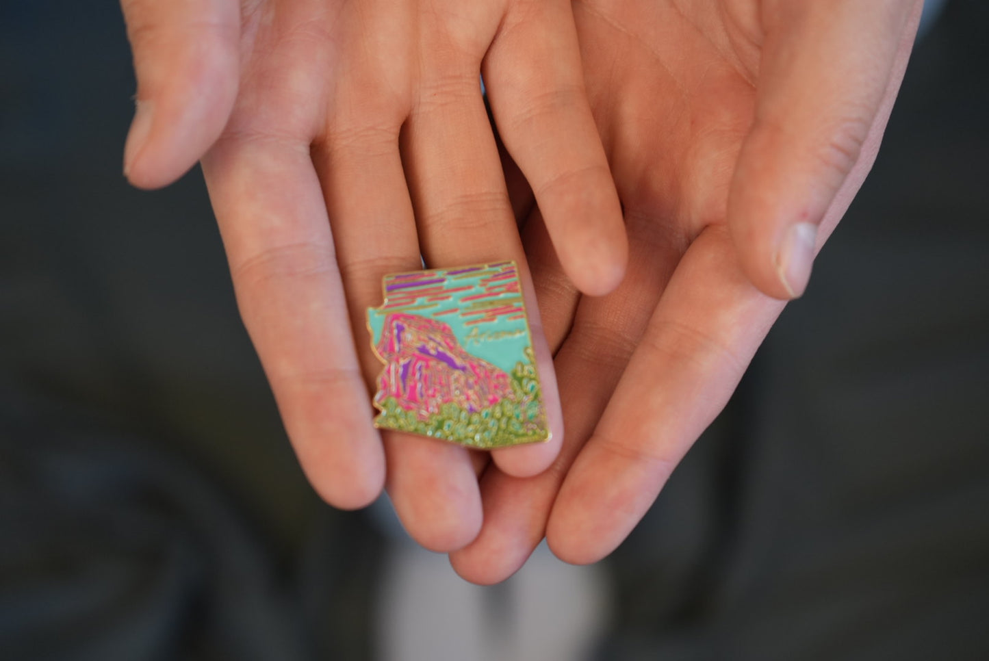 Arizona Red Rocks & Prickly Pear Enamel Pin