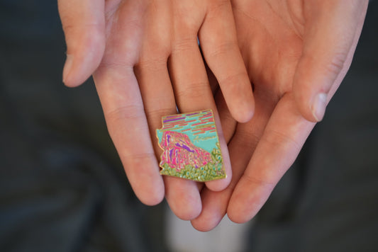 Arizona Red Rocks & Prickly Pear Enamel Pin