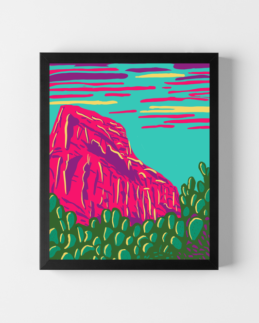 Arizona Red Rocks & Prickly Pair Cactus Print