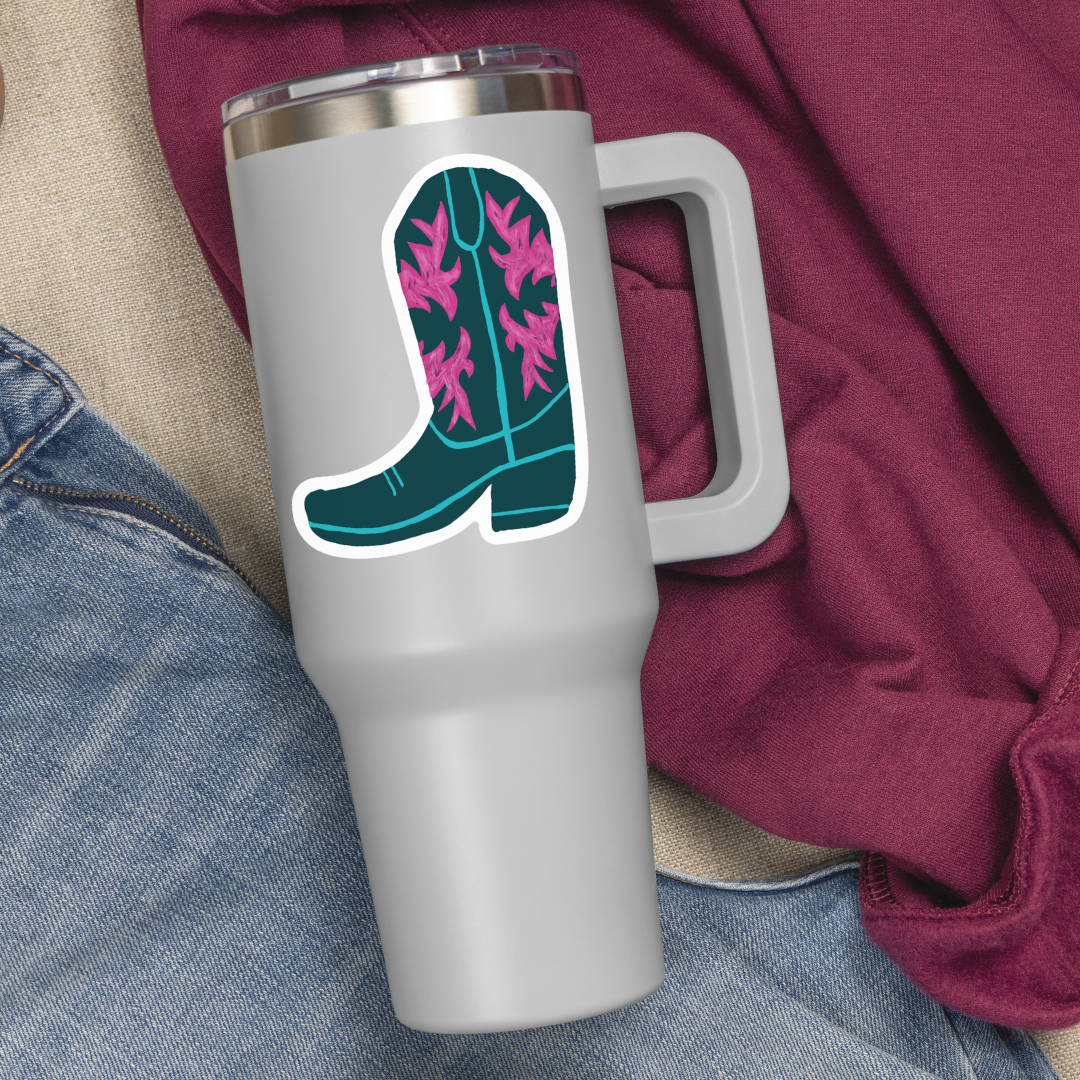 Teal & Pink Boot Sticker