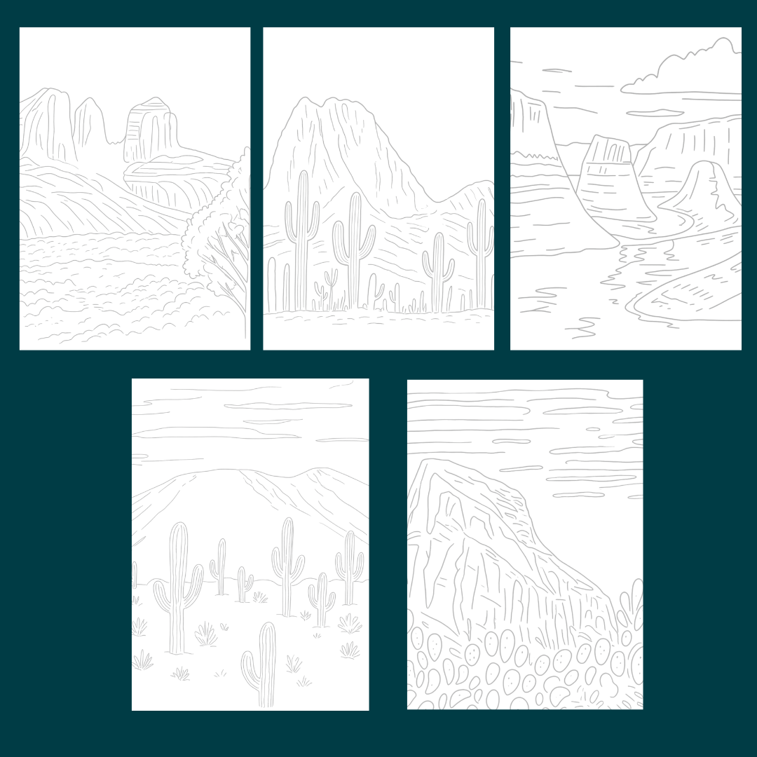Arizona Watercolor Paint-Your-Own Set | 5 Arizona Watercolor Scenes