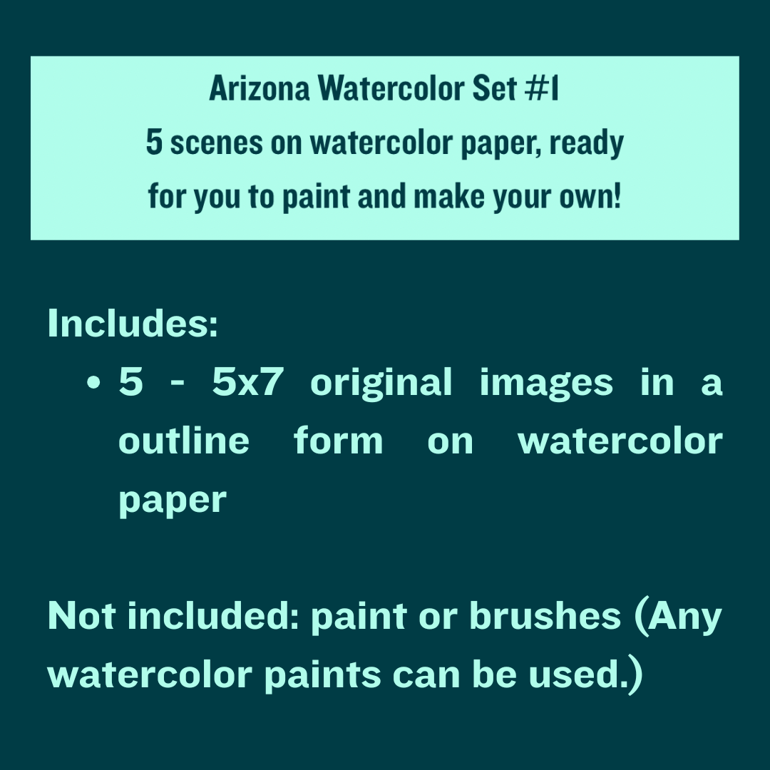 Arizona Watercolor Paint-Your-Own Set | 5 Arizona Watercolor Scenes