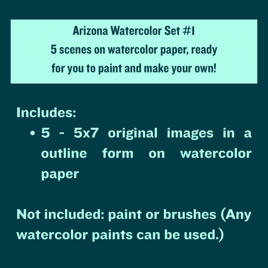 Arizona Watercolor Paint-Your-Own Set | 5 Arizona Watercolor Scenes