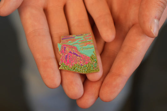 Arizona Red Rocks & Prickly Pear Enamel Pin