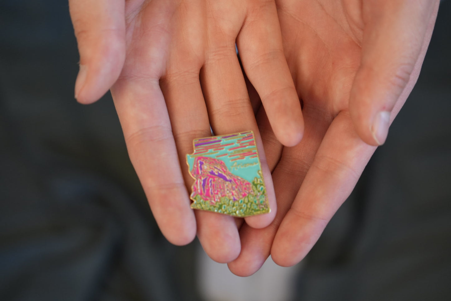Arizona Red Rocks & Prickly Pear Enamel Pin