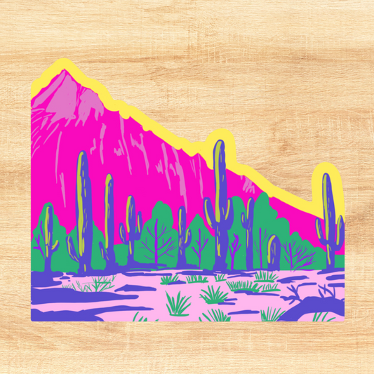 Pink Mountains Saguaro Sticker