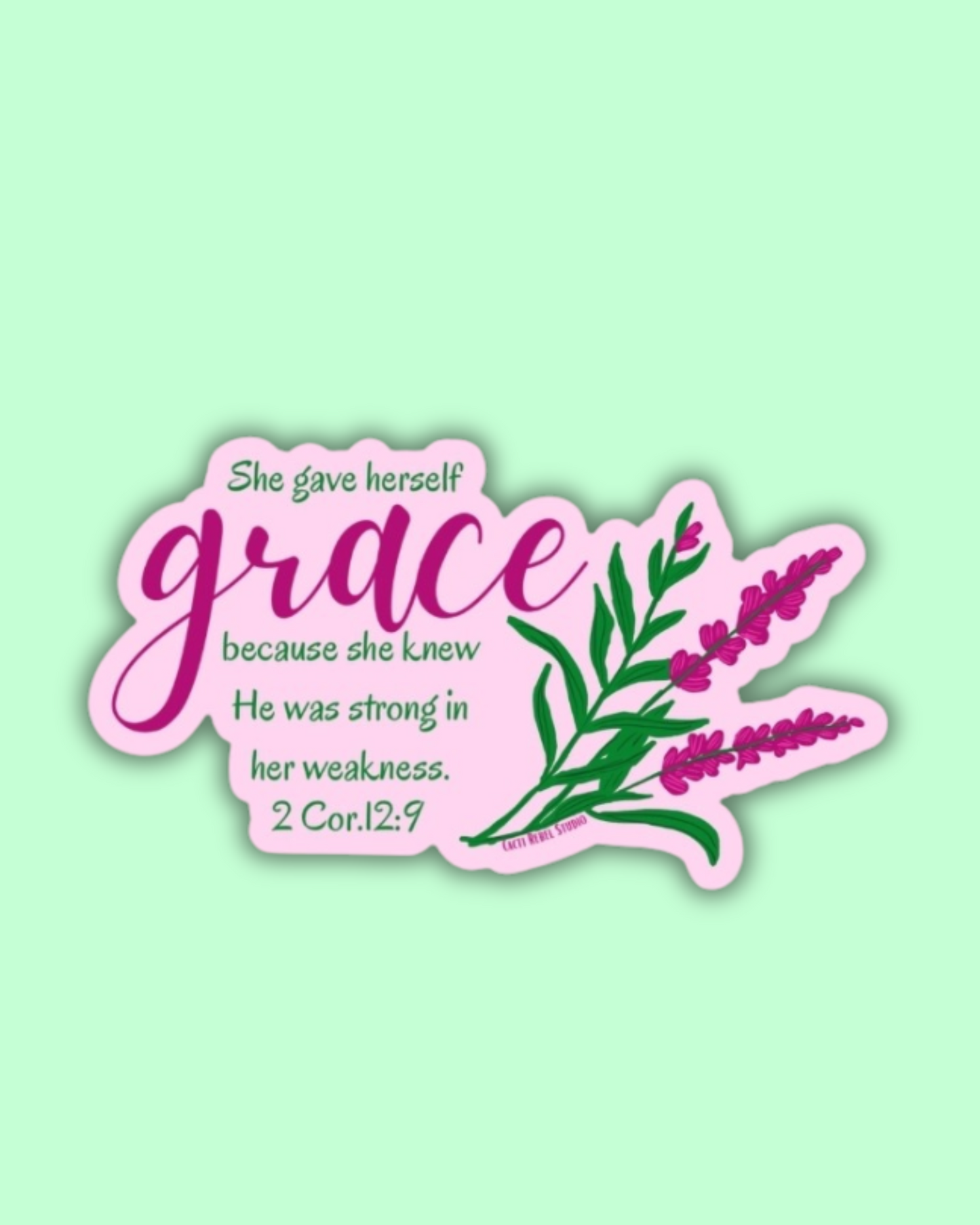 She Gave Herself Grace Sticker | 2 Corinthians 12:9 Bible Verse