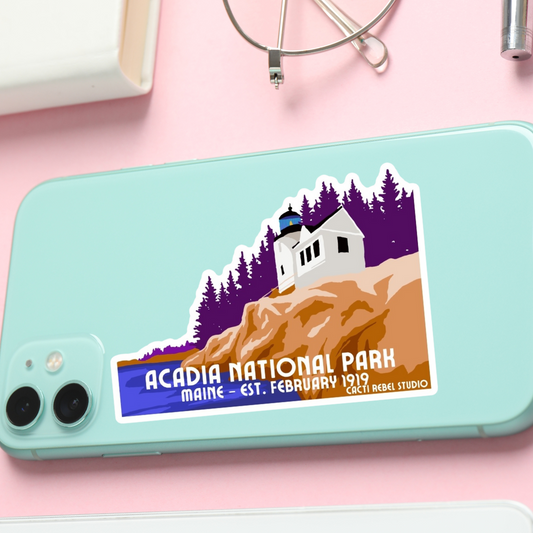 Acadia National Park Bass Harbor Head Lighthouse Maine Sticker