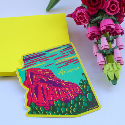 Arizona Red Rocks & Prickly Pear Sticker